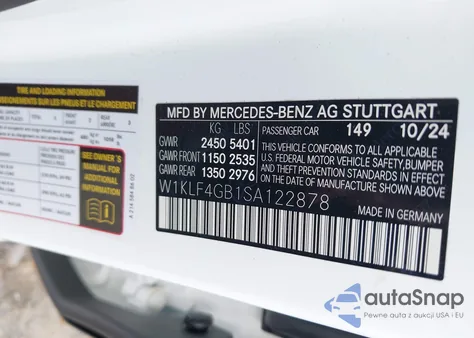 2025 Mercedes-Benz E 350 из США, поврежденный, VIN W1KLF4GB1SA122878